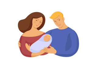 Family portrait, couple with a newborn