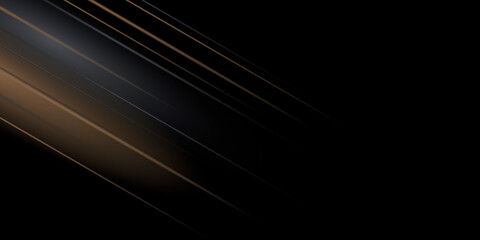 Vector luxury tech background. Stack of black paper material layer with gold stripe. Arrow shape premium wallpaper