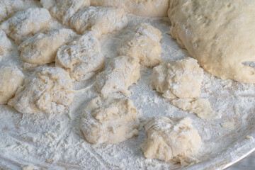 Ready dough prepared for baking