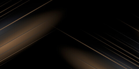 Obraz premium Dark black neutral gold lines light speed abstract background for presentation design 