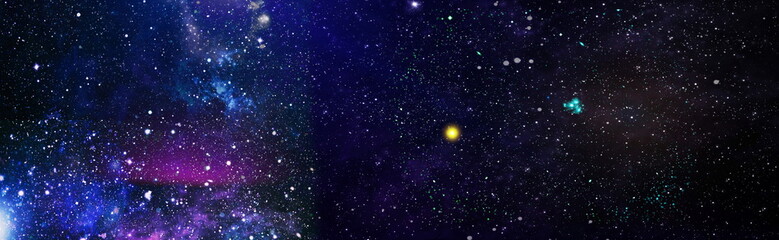 Starry outer space background texture . Blue dark night sky with many stars. Milky way on the space...