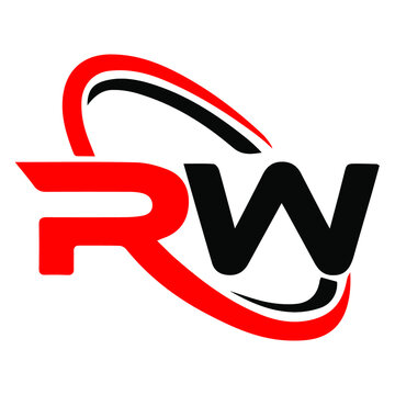 Initial letter RW logo template abstract design with red and black color for company identity