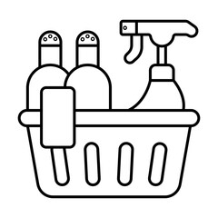 cleaning. Gloves and detergents in the pelvis icon