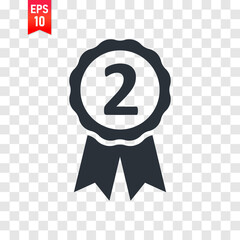 Medal flat isolated icon illustration, number two.