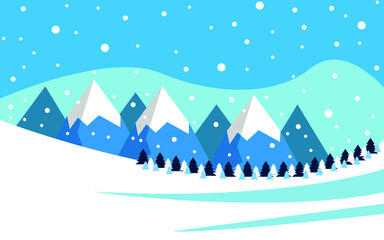 Merry christmas snowy winter background illustration in vector