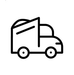 Truck crane icon illustration in line design style. Crane vehicle sign.
