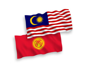Flags of Kyrgyzstan and Malaysia on a white background