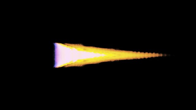 Animated bursting fire and sparks as if from jet or rocket engine burning kerosene or other similar fuel. Isolated on green background 