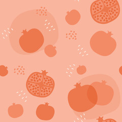 Fresh pomegranate seamless pattern.Vector illustration of sweet pomegranate pattern texture.