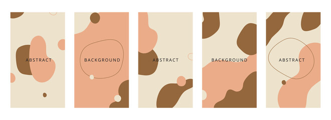 Fototapeta na wymiar Abstract shapes minimal background vector set. Trendy style cover design for social media posts and stories, cover, web, invitation, and print.