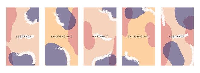 Abstract shapes minimal background vector set. Trendy style cover design for social media posts and stories, cover, web, invitation, and print.