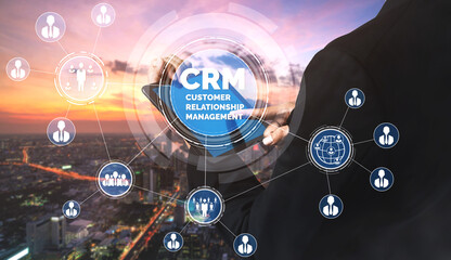 CRM Customer Relationship Management for business sales marketing system concept presented in...
