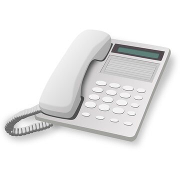 Telephone with cord on white background
