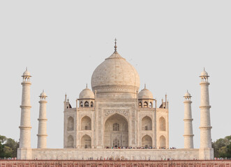 Fototapeta na wymiar Tajmahal in Agra, the symbol of love and the most beautiful building in the world. UNESCO WORLD HERITAGE SITE and one of world's wonder of India