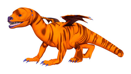 3D Rendering Fairy Tale Dragon on White