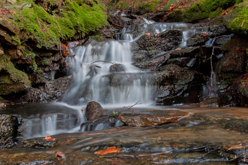 waterfall in autumn Hamsterley Forest