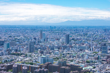 東京都-都市風景)青空と渋谷方面風景３