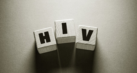 Fototapeta na wymiar HIV Word with Wooden Cubes