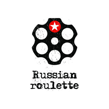 Russian roulette game icons. Vector Illustration. - Stock