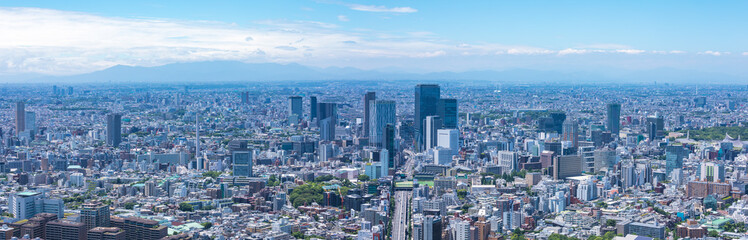 Fototapeta na wymiar (東京都-風景パノラマ)青空と渋谷方面風景３
