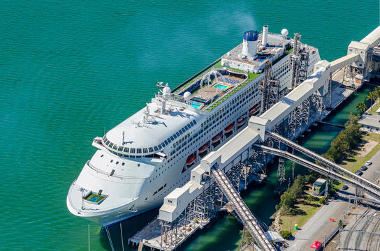 Cruise ship docking at Auckland Point wharf, Gladstone, Queensland