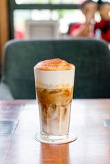iced cappuccino coffee in coffee shop