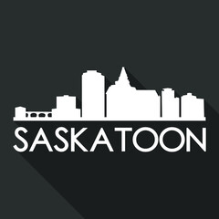 Obraz premium Saskatoon Canada Flat Icon Skyline Silhouette Design City Vector Art Famous Buildings.