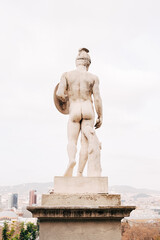 Fototapeta na wymiar Statues near the National Museum on Mount Montjuic.