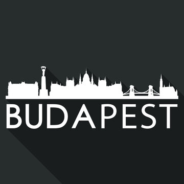 Budapest Flat Icon Skyline Silhouette Design City Vector Art Famous Buildings.