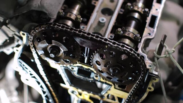 Car engine in closeup