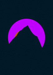 Electric Purple color Mountains rocks silhouette art logo design illustration