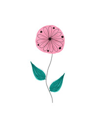 Funny simple flower Illustration, line art