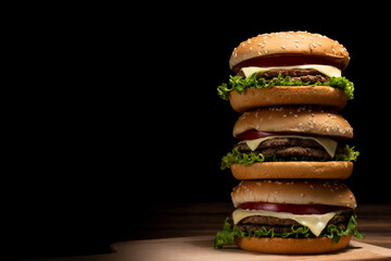 積み重ねたハンバーガー【ジャンクフード】