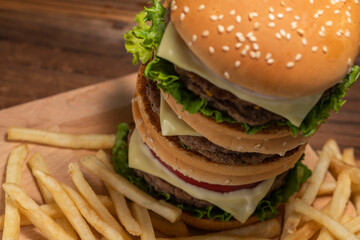 積み重ねたハンバーガー【ジャンクフード】