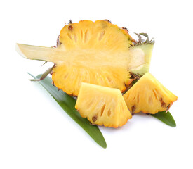 Fresh pineapple on white. This file is cleaned, retouched, contains clipping path and is ready to use.
