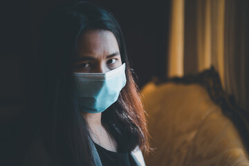 Woman wearing mask protection epidemic flu covid19