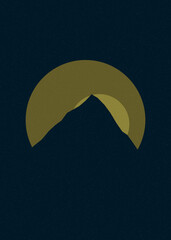 Cobalt Blue color Mountains rocks silhouette art logo design illustration