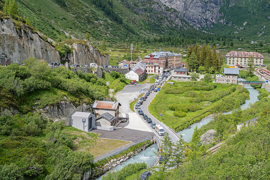 Gletsch am Grimsel- und Furkapass, Goms, Wallis, Schweiz