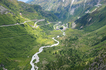 Landschaft unterhalb des Rhonegletschers, Goms, Wallis, Schweiz