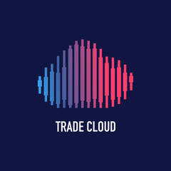 Accounting trading logo design vector. Financial cloud logo design