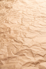 Obraz premium Crumpled brown creased paper. Old wrapping dusty paper. Delivery concept. Selective focus. Vertical view
