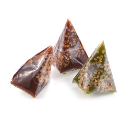 caramel candies isolated on white background