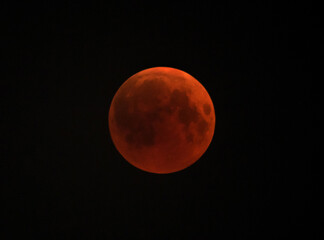 Total eclipse showing the blood moon on 27-28 July 2018 at Bahrain