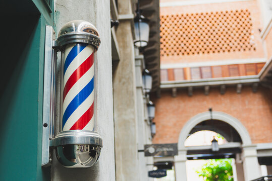 Old fashioned vintage barber shop pole