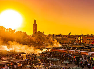 Marrakesh market at sunset
