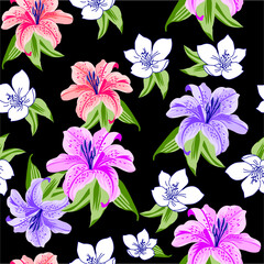 Beautiful floral pattern, lily flowers,colorful floral pattern