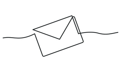 Continuous line drawing of envelope. Vector illustration