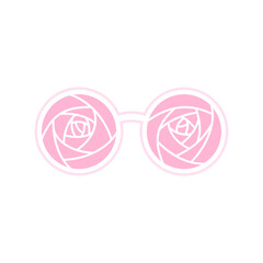 Pink round glasses with abstract rose pattern
