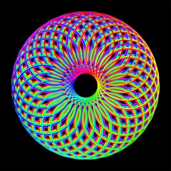 Sacred Geometry - Torus Hypnotic Rainbow Eye, Vector Illustration	
