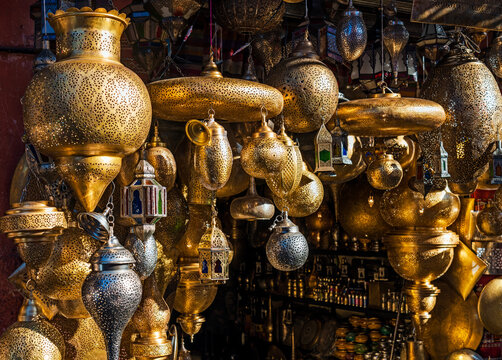 antique brass lamp in morocco